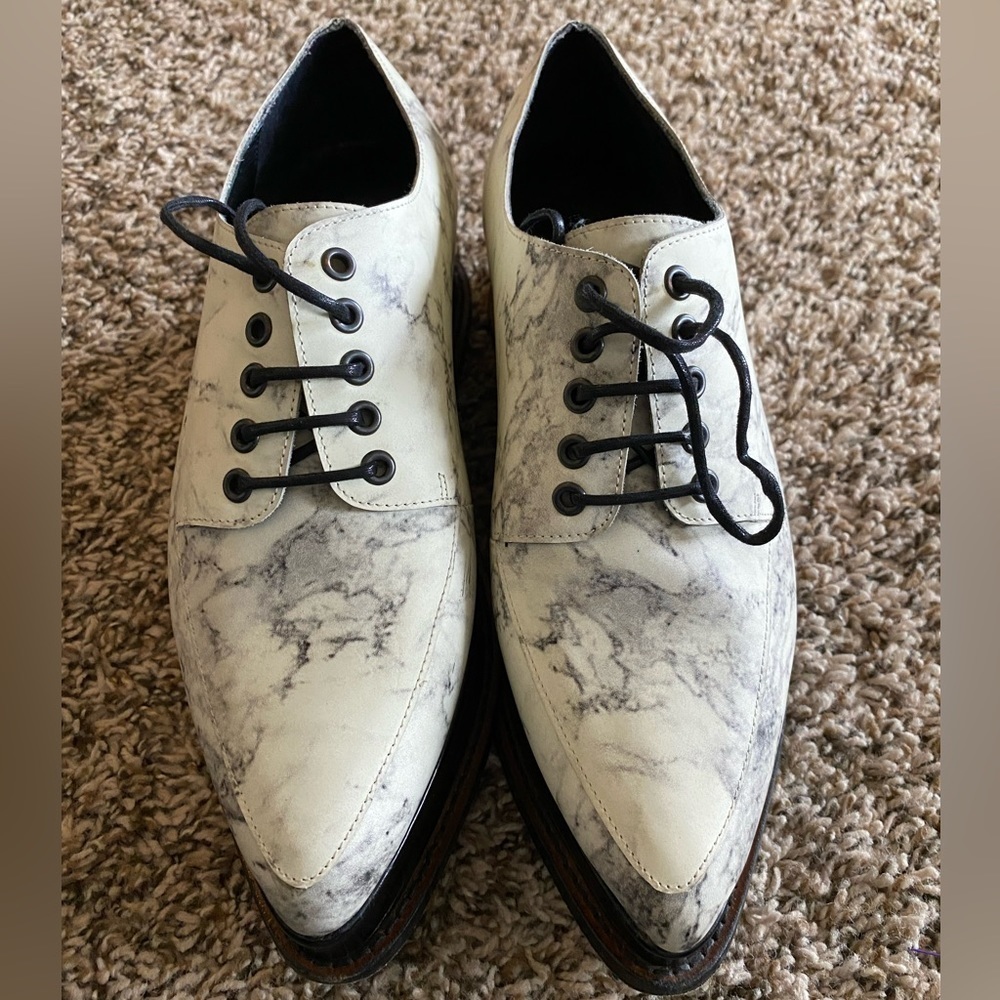 Opening Ceremony Eleanora Platform Oxfords in Marble Print Leather